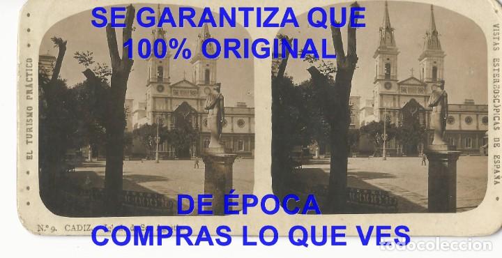 Fotograf&iacute;a antigua: CADIZ IGLESIA DE SAN AGUSTIN 9 FOTOGRAFIA ESTEREOSCOPICA 18X9 U58