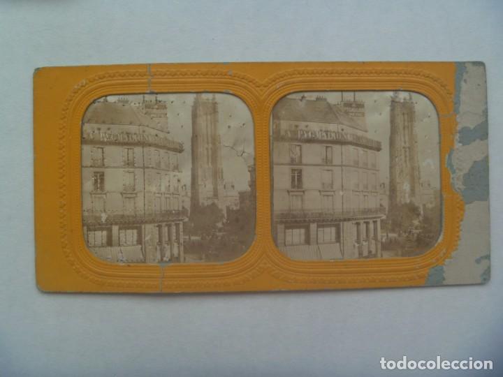 Fotograf&iacute;a antigua: FOTO ESTEREOSCOPICA DE PARIS ( CREO ): TORRE DE SANT JACQUES , SIGLO XIX