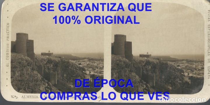 Fotografia antica: ALMERIA MURALLAS DEL CASTILLO DE SAN CRISTOBAL 9 FOTOGRAFIA ESTEREOSCOPICA 17X9 U72