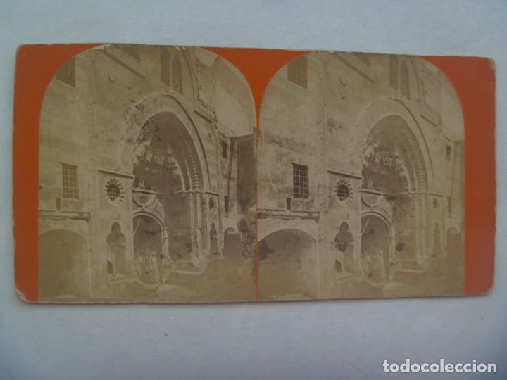 Fotografia antica: FOTO ESTEREOSCOPICA DE UNA CIUDAD ARABE , PUERTA MONUMENTAL. SIGLO XIX
