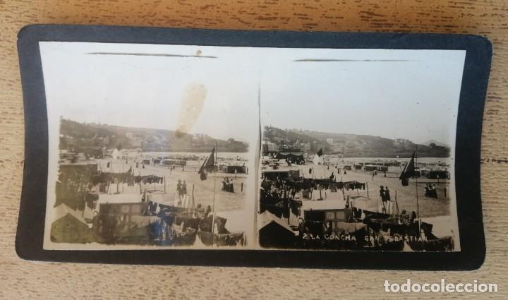 Fotografia antiga: Antigua foto Estereoscopica, La Concha San Sebasti&aacute;n