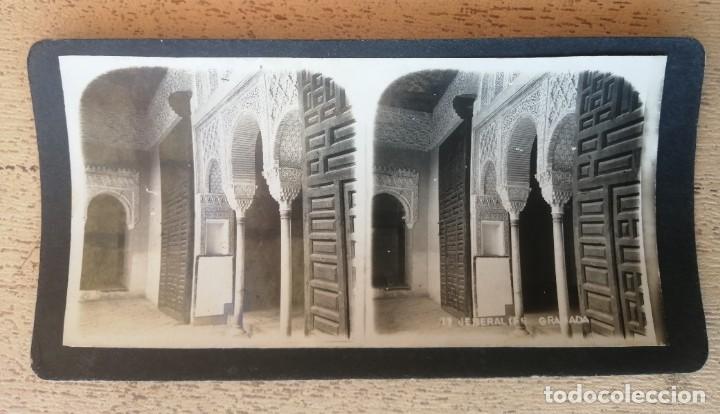 Fotografia antiga: Antigua foto Estereoscopica, Jeneralife Granada
