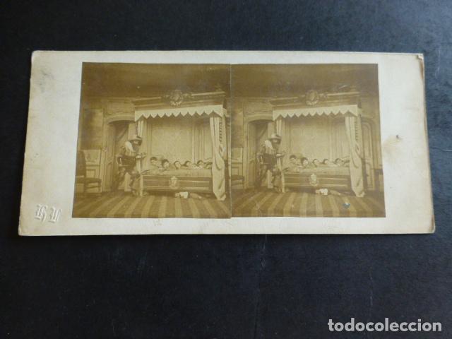 Antique Photography: ESCENA COMICA VISTA ESTEREOSCOPICA ALBUMINA SIGLO XIX