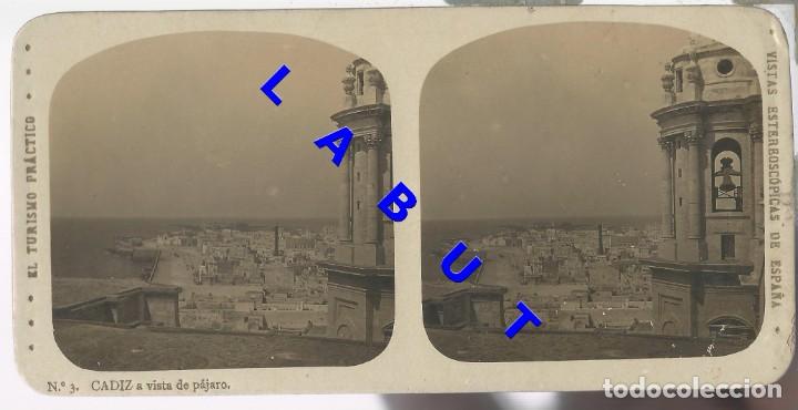 Fotografia antiga: CADIZ A VISTA DE PAJARO 3 17X9 FOTOGRAFIA ESTEREOSCOPICA U49