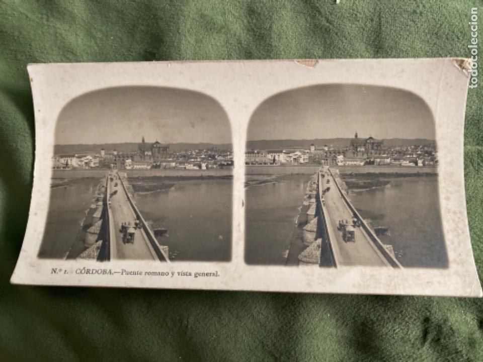 Fotograf&iacute;a antigua: ANTIGUA FOTOGRAFIA ESTEREOSC&Oacute;PICA CORDOBA PUENTE ROMANO VISTA GENERAL