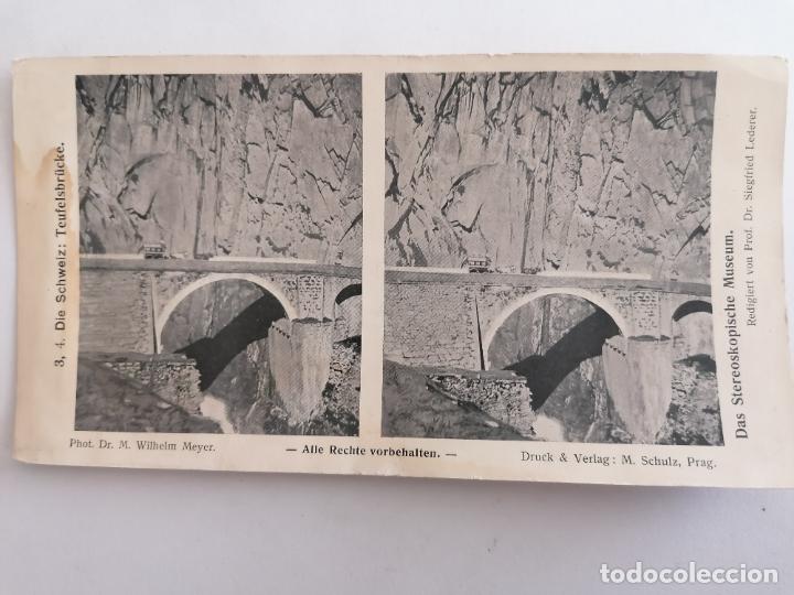 Fotografia antiga: FOTOGRAFIA ESTEREOSCOPICA, SUIZA PUENTE DEL DIABLO