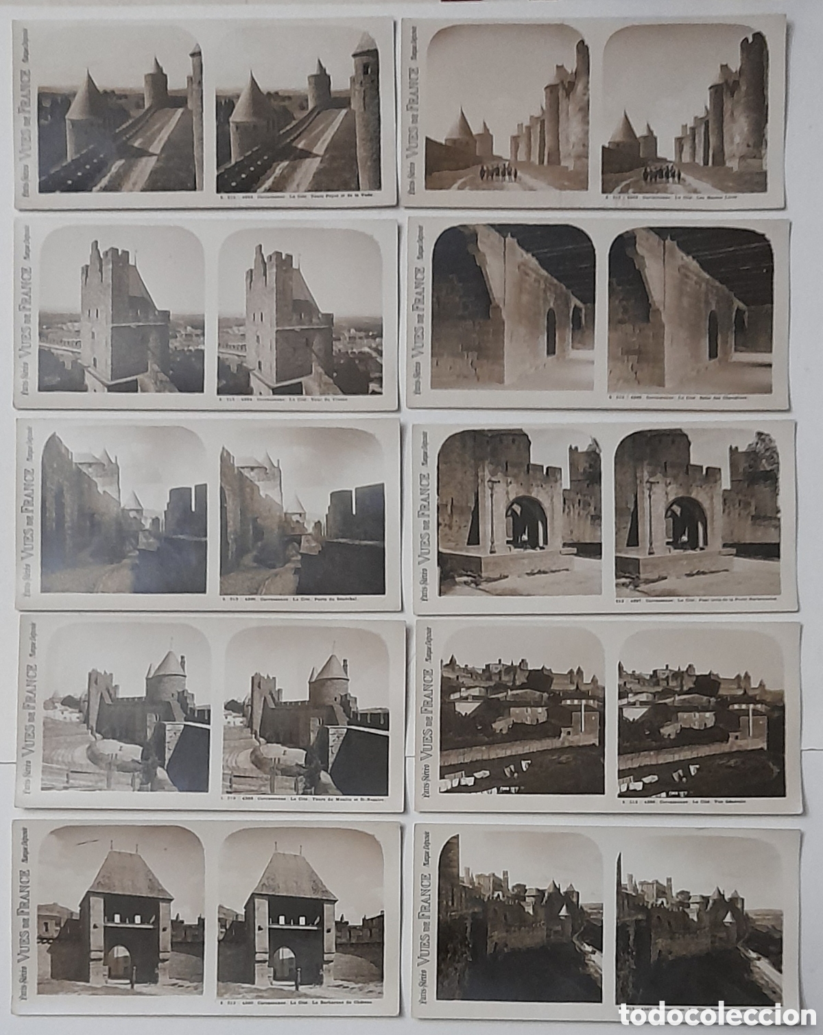 Fotografia antica: VUES de FRANCE. Lote de 10 vistas estereoscopicas de CARCASSONNE.