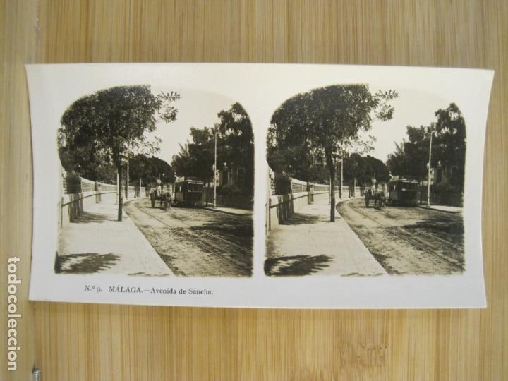 Photographie ancienne: MALAGA-9-AVENIDA DE SANCHA-FOTOGRAFIA ANTIGUO ESTEREOSCOPICA-VER FOTOS-(K-8289)