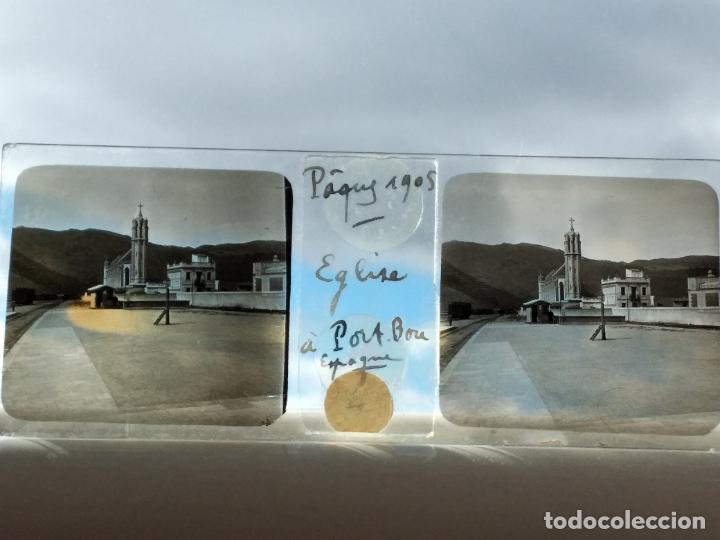 Fotografia antica: PORT BOU GERONA VISTA ANTIGUA VISTA ESTEREOSCOPICA EN CRISTAL 4 X 10,5 CMTS