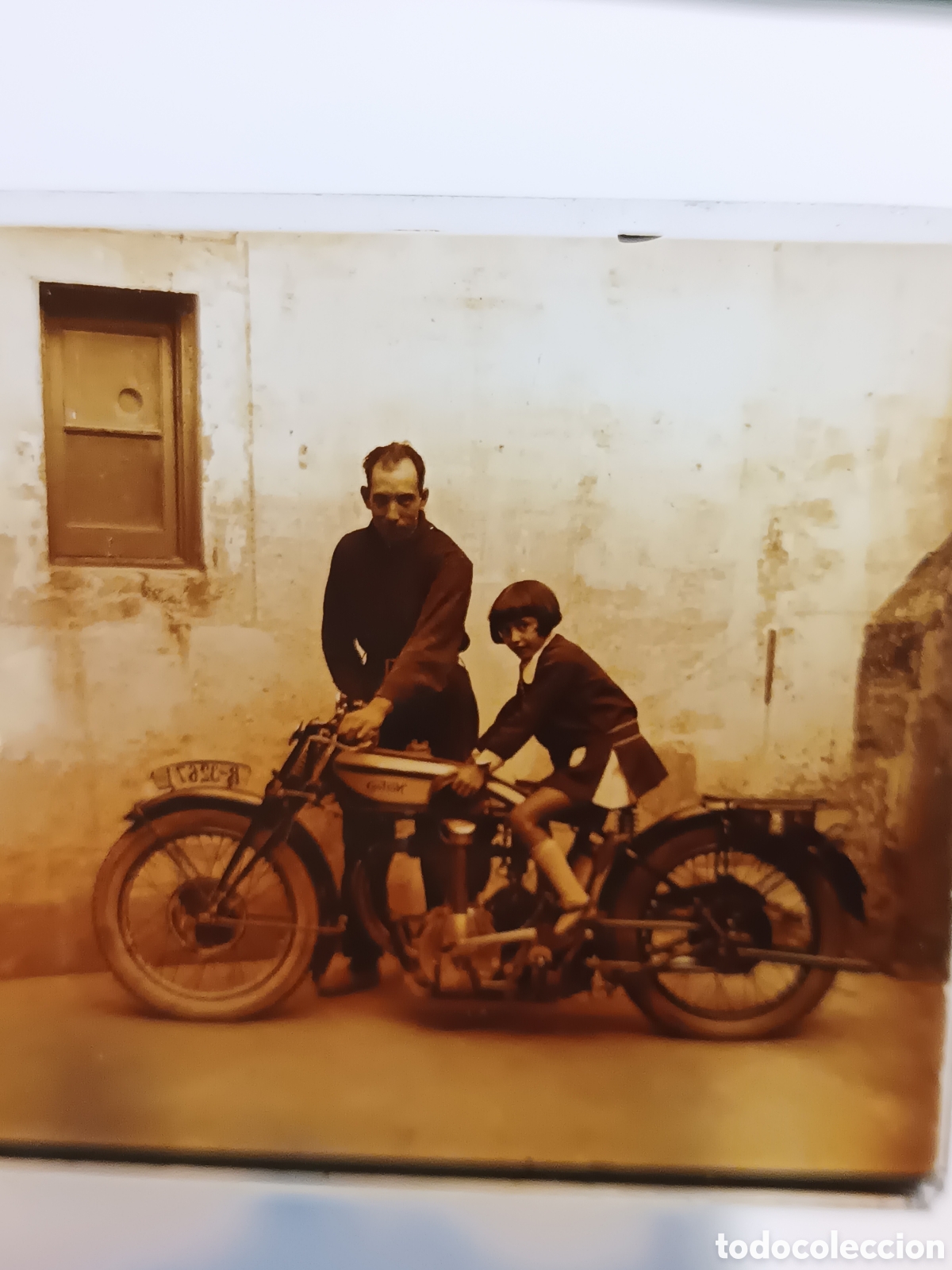 Fotografia antica: Cristal estereosc&oacute;pica. Moto Norton. 1928, 13cm x 6cm