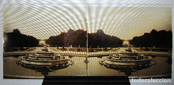 Antique Photography: LE PARC DE VERSAILLES, LE BASSIN DE LATONE. FRANCIA. FRANCE. ESTEREO POSITIVO 6 X 13 CM