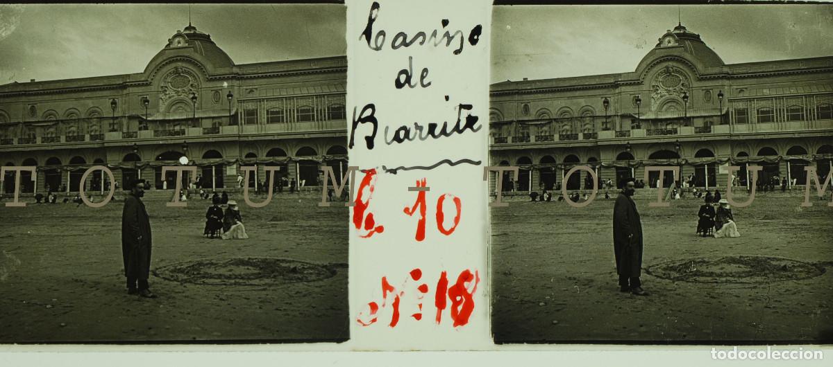 Fotografia antiga: Colecci&oacute;n de 8 placas estereosc&oacute;picas positivas en vidrio de Biarritz. Pps. S XX.