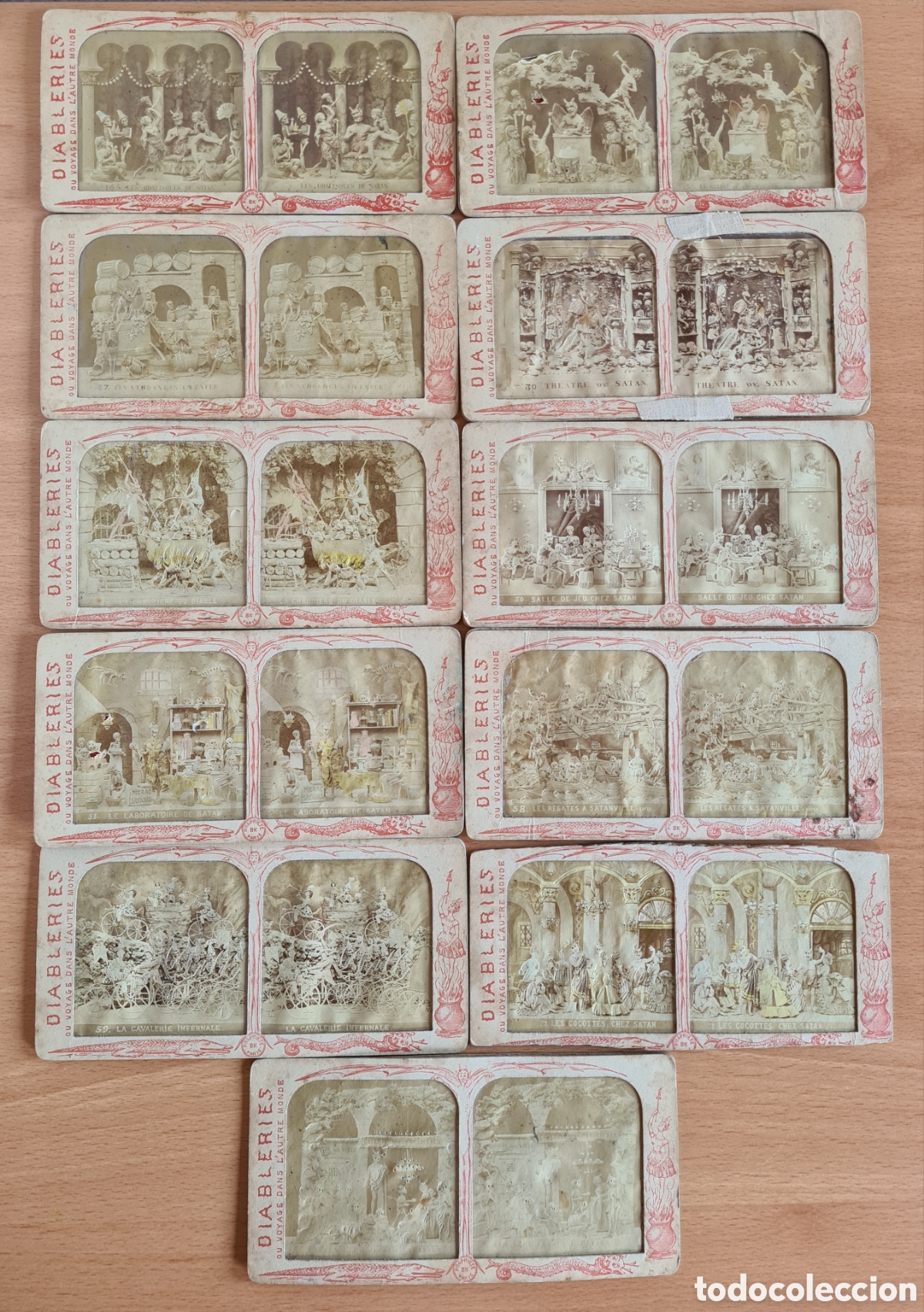 Fotograf&iacute;a antigua: 11 Antiguas Fotograf&iacute;as Estereosc&oacute;picas Diableries BK Paris c. 1860 Sat&aacute;n Diablo Infierno Odaliscas