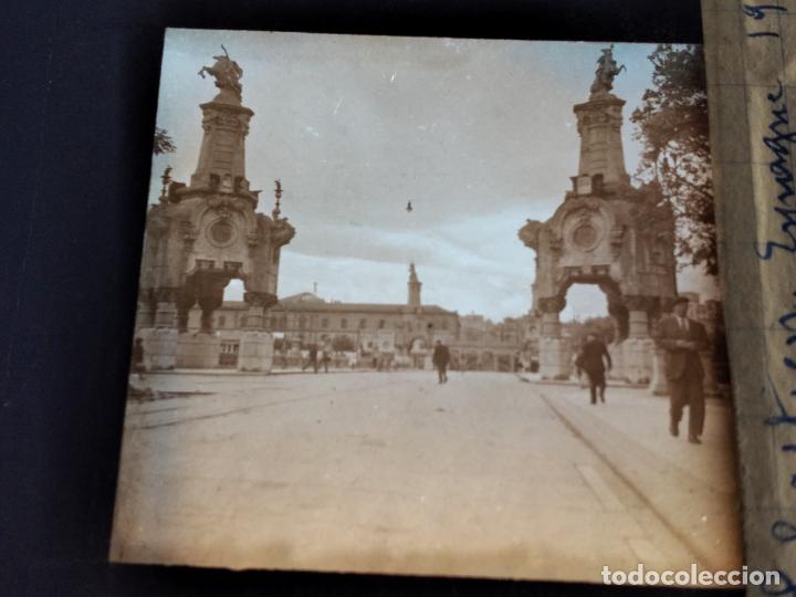 Fotografia antica: SAN SEBASTIAN ANTIGUA PLACA DE LINTERNA MAGICA EN CRISTAL 9 X 10 CMTS