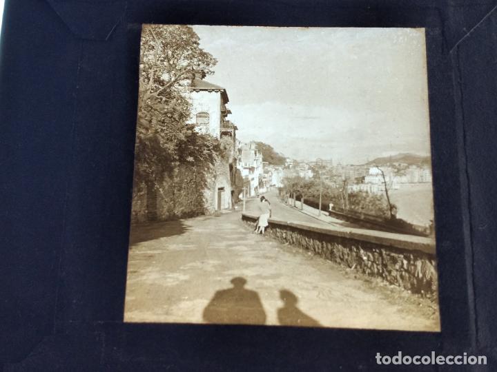 Fotografia antica: SAN SEBASTIAN ANTIGUA PLACA DE LINTERNA MAGICA EN CRISTAL 9 X 10 CMTS