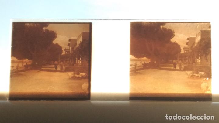 Photographie ancienne: SOLLER MALLORCA VISTA ESTEREOSC&Oacute;PICA EN CRISTAL HACIA 1940 4,5 X 10,5 CMTS