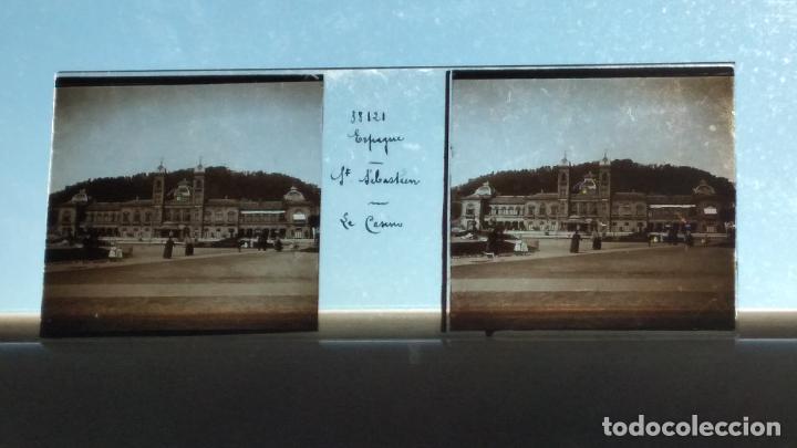 Photographie ancienne: SAN SEBASTIAN VISTA ESTEREOSC&Oacute;PICA EN CRISTAL HACIA 1910 SISTEMA JULES RICHARD 4,5 X 10,5 CMTS
