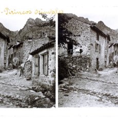 Fotografía antigua: CASTEIL. CASTELL DE VERNET. PIRINEOS ORIENTALES, 1910 APROX. CRISTAL POSITIVO ESTEREO 8,5X17CM.