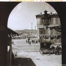 Fotografía antigua: MALLORCA, LOS MUELLES, 1915'S. GRAN CRISTAL POSITIVO ESTEREO 8,5X17CM.