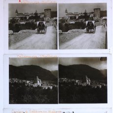 Fotografía antigua: VALLDEMOSSA, MALLORCA. 1915'S. 4 GRANDES CRISTALES POSITIVOS ESTEREO 8,5X17CM.