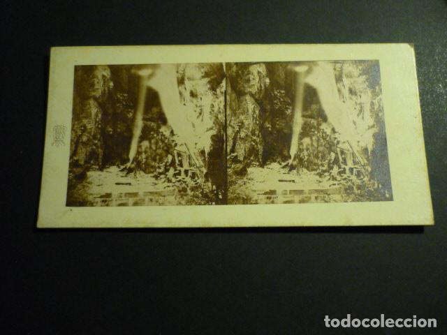 Fotograf&iacute;a antigua: CASCADE DES PLANCHES JURA FRANCIA VISTA ESTEREOSCOPICA SIGLO XIX