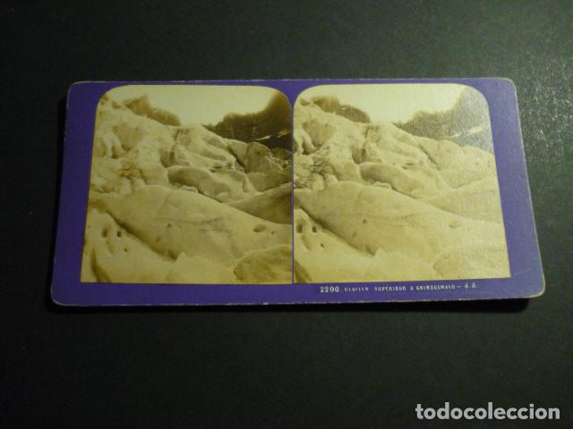Fotograf&iacute;a antigua: GLACIAR DE GRINGELWALD VISTA ESTEREOSCOPICA SIGLO XIX