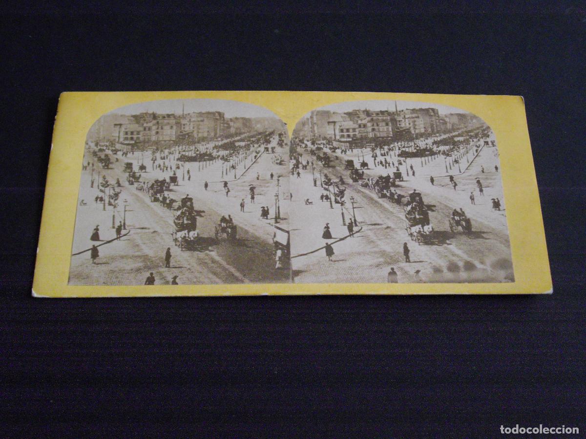 Fotografia antica: PARIS BOULEVARD RICHARD LENOIR VISTA ESTEREOSC&Oacute;PICA ALBUMINA SIGLO XIX