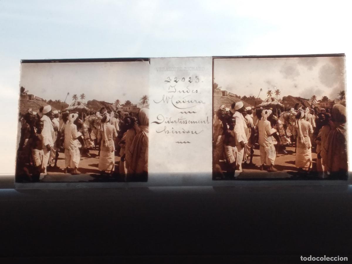 Fotograf&iacute;a antigua: INDIA PLACA CRISTAL ESTEREOSCOPICA H. 1900 VIAJERO FRANCES 4,5 X 10,5 CMII
