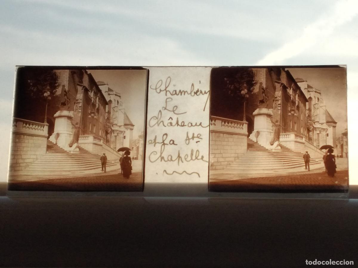 Fotografia antica: CHAMBERY FRANCIA PLACA CRISTAL ESTEREOSCOPICA H. 1900 VIAJERO FRANCES 4,5 X 10,5 CMII