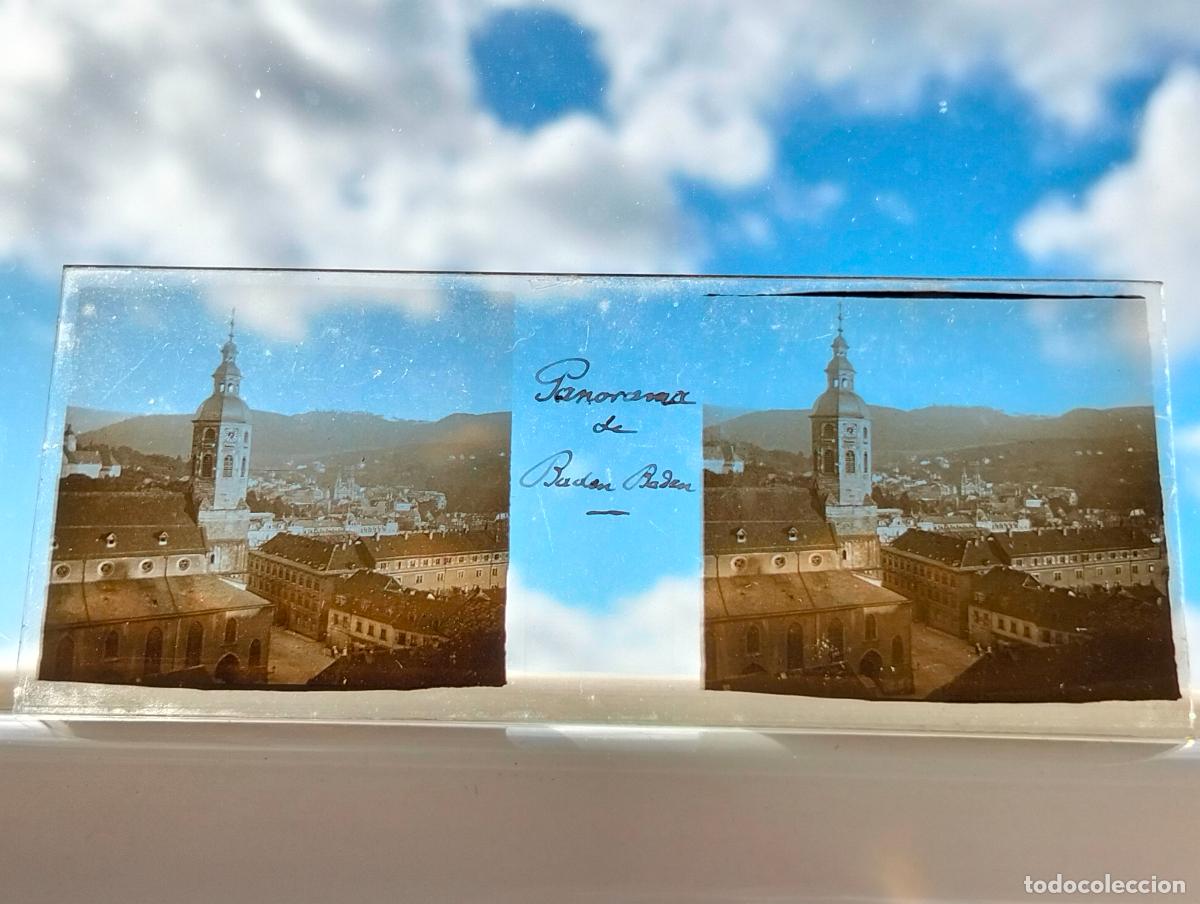 Antique Photography: BADEN BADEN ALEMANIA PLACA ESTEREOSCOPICA EN CRISTAL HACIA 1915 4,5 X 10,5 CM