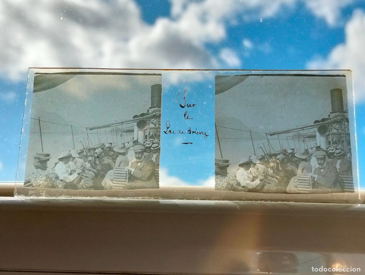 Antique Photography: LAGO DE BRIENZ SUIZA PLACA ESTEREOSCOPICA EN CRISTAL HACIA 1915 4,5 X 10,5 CM