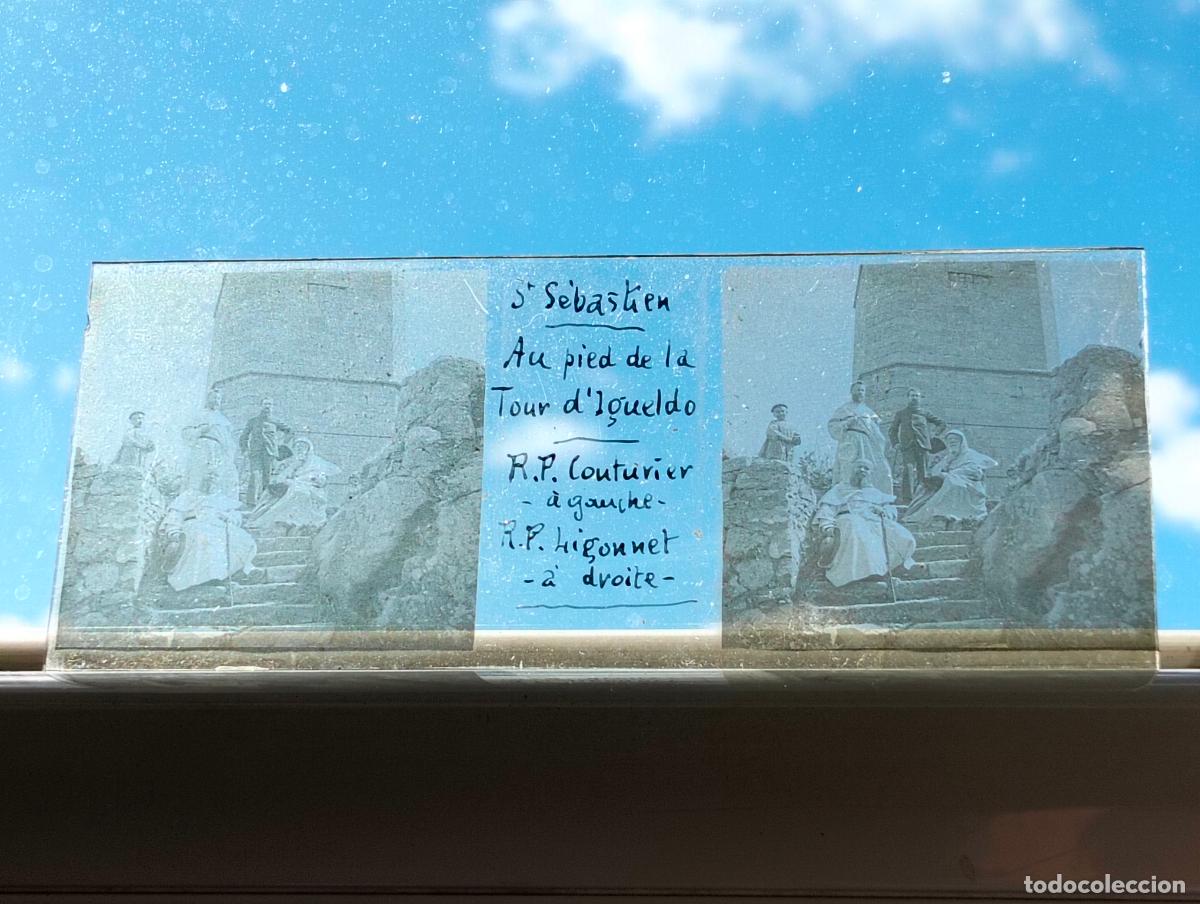 Fotografia antica: SAN SEBASTIAN MONTE IGUELDO PLACA ESTEREOSCOPICA EN CRISTAL HACIA 1915 4,5 X 10,5 CM