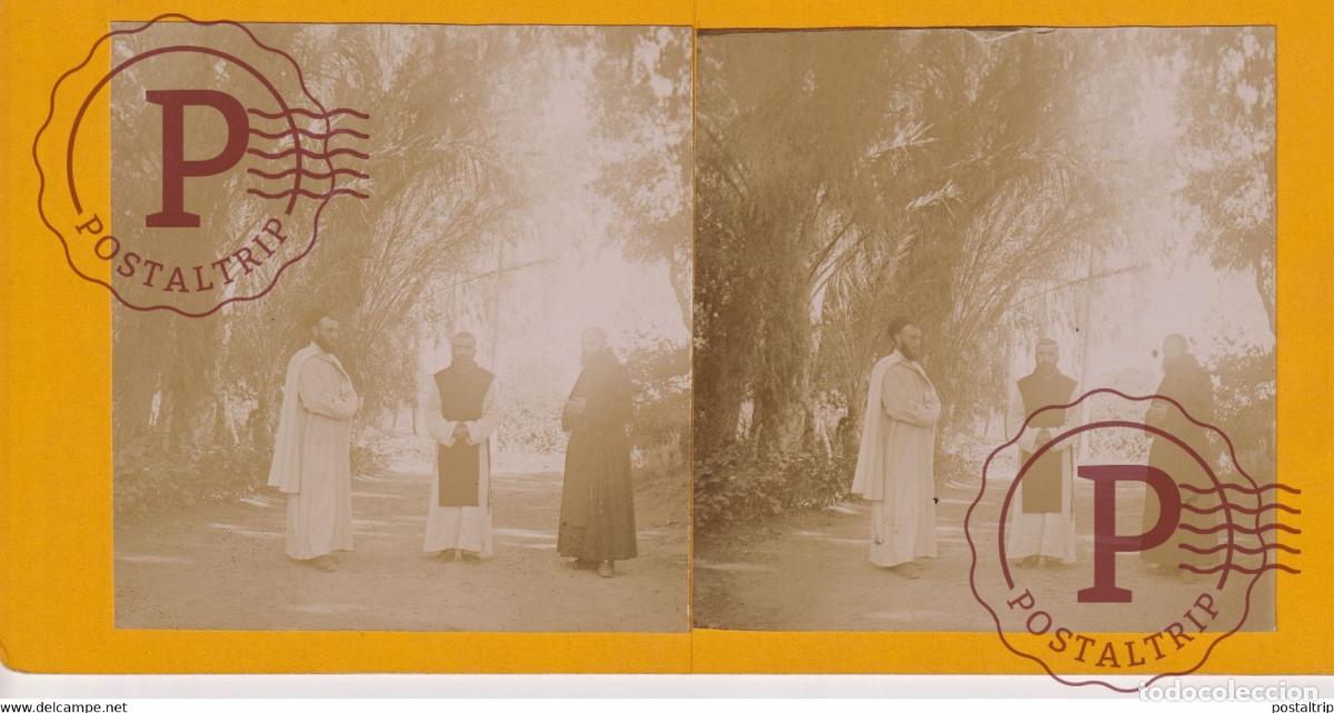 Fotografia antiga: ALGERIE LA TRAPPE STAOUELI PERS BLANCS AFRICA AFRIQUE ESTEREOSCOPICA ST&Eacute;R&Eacute;OSCOPIQUE. STEREOSCOPI