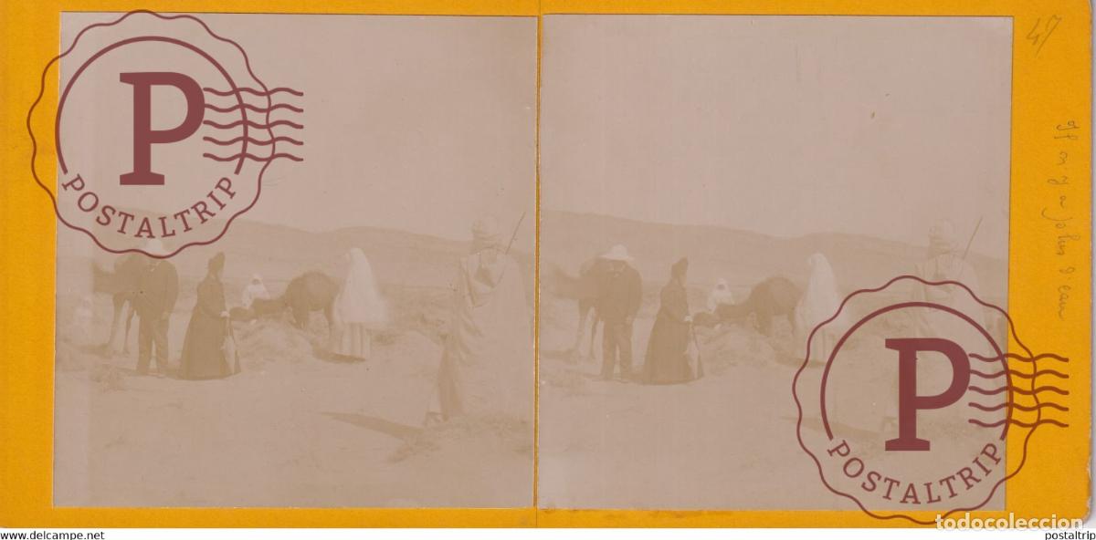 Fotografia antiga: Alg&eacute;rie DESSERT ROUTE A BISKRA ALGERIA AFRICA AFRIQUE ESTEREOSCOPICA ST&Eacute;R&Eacute;OSCOPIQUE. STEREOSCOPIC
