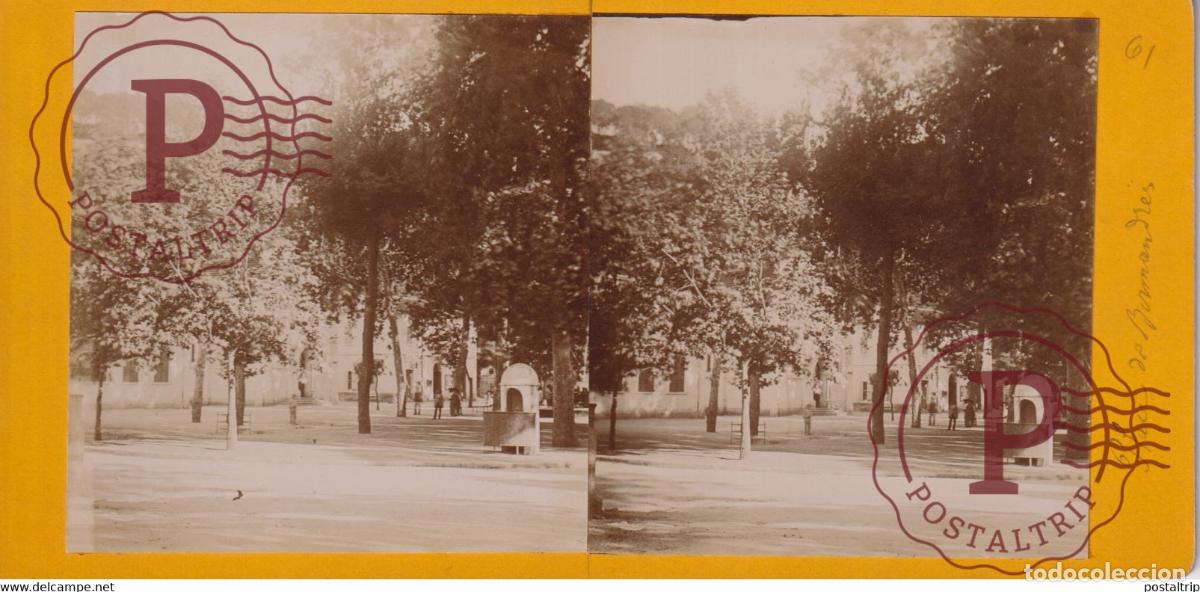 Fotografia antiga: Alg&eacute;rie BIRMANDREIS PLACE DE ALGERIA AFRICA AFRIQUE ESTEREOSCOPICA ST&Eacute;R&Eacute;OSCOPIQUE. STEREOSCOPIC
