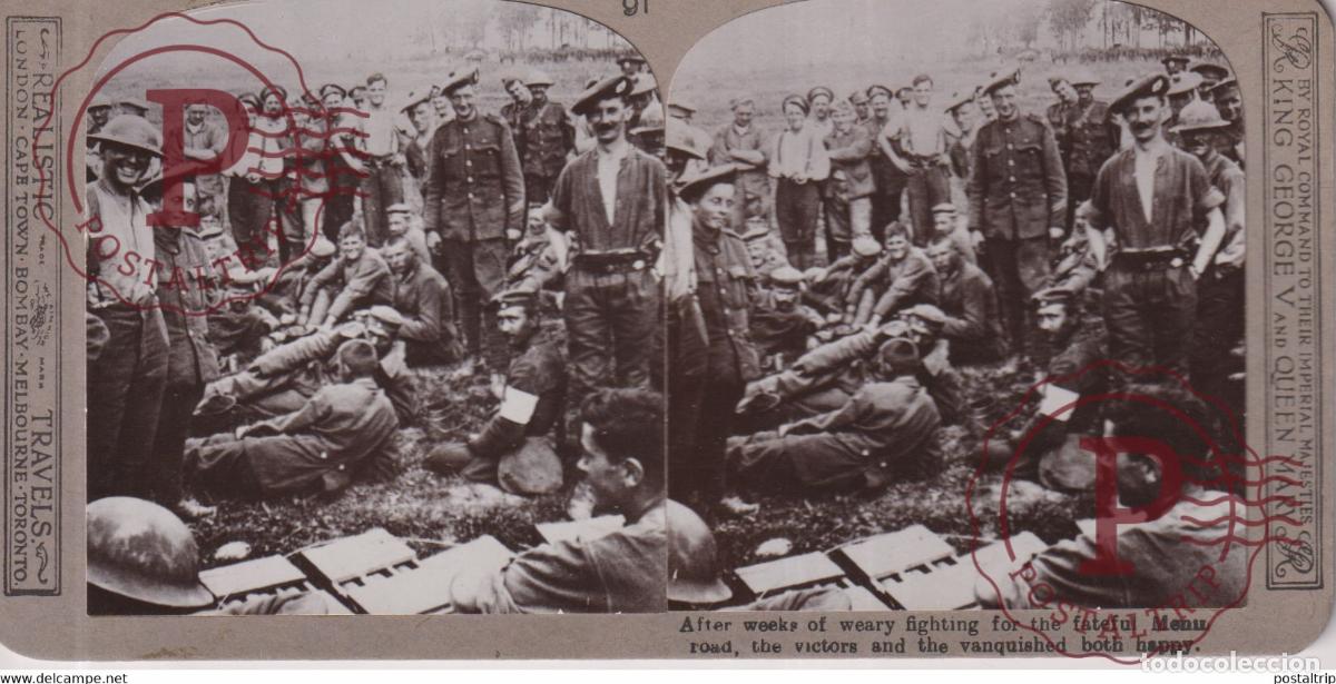 Fotografia antiga: 91 AFTER WEEKS OF WEARY FIGHTING Grand Guerre WW1 ESTEREOSCOPICA ST&Eacute;R&Eacute;OSCOPIQUE. STEREOSCOPIC