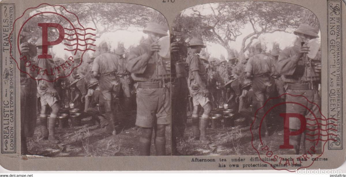 Fotografia antiga: 276 AFTERNOON TEA UNDER DIFFICULTIES Grand Guerre WW1 ESTEREOSCOPICA ST&Eacute;R&Eacute;OSCOPIQUE. STEREOSCOPIC