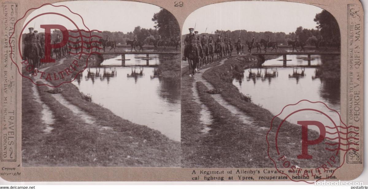 Fotograf&iacute;a antigua: 29 A REGIMENT OF ALLENBYS CAVALRY Grand Guerre WW1 ESTEREOSCOPICA ST&Eacute;R&Eacute;OSCOPIQUE. STEREOSCOPIC