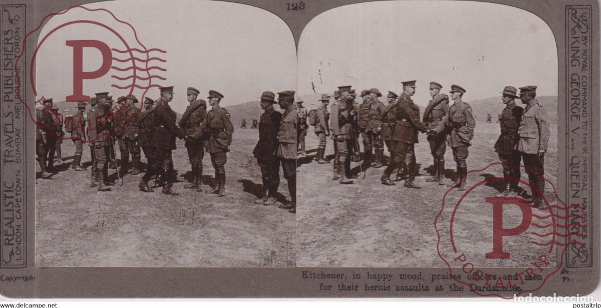 Fotograf&iacute;a antigua: 123 KITCHENERIN HAPPY MOOD PRAISES OFFICERS AND MEN Grand Guerre WW1 ESTEREOSCOPICA ST&Eacute;R&Eacute;OSCOPIQUE.