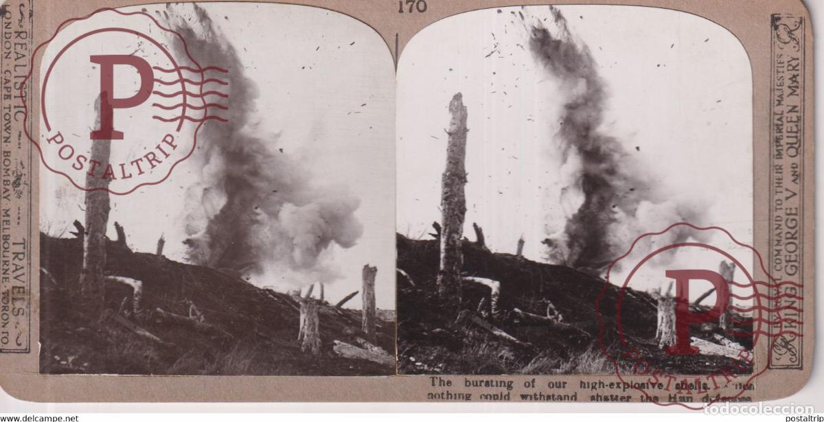 Fotograf&iacute;a antigua: 170 THE BURATING OF OUR HIGH EXPLOSIVE SHELLS Grand Guerre WW1 ESTEREOSCOPICA ST&Eacute;R&Eacute;OSCOPIQUE. STERE