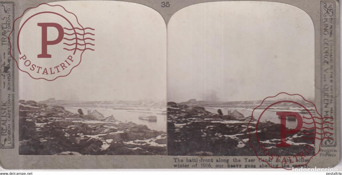 Fotograf&iacute;a antigua: 35 THE BATTLSFRONT ALONG THE YSER CANAL Grand Guerre WW1 ESTEREOSCOPICA ST&Eacute;R&Eacute;OSCOPIQUE. STEREOSCOPI