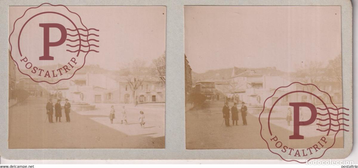 Photographie ancienne: LA PLACE DE LA VILLE FRANCE FRANCIA 13*6cm ESTEREOSCOPICA ST&Eacute;R&Eacute;OSCOPIQUE STEREOSCOPIC