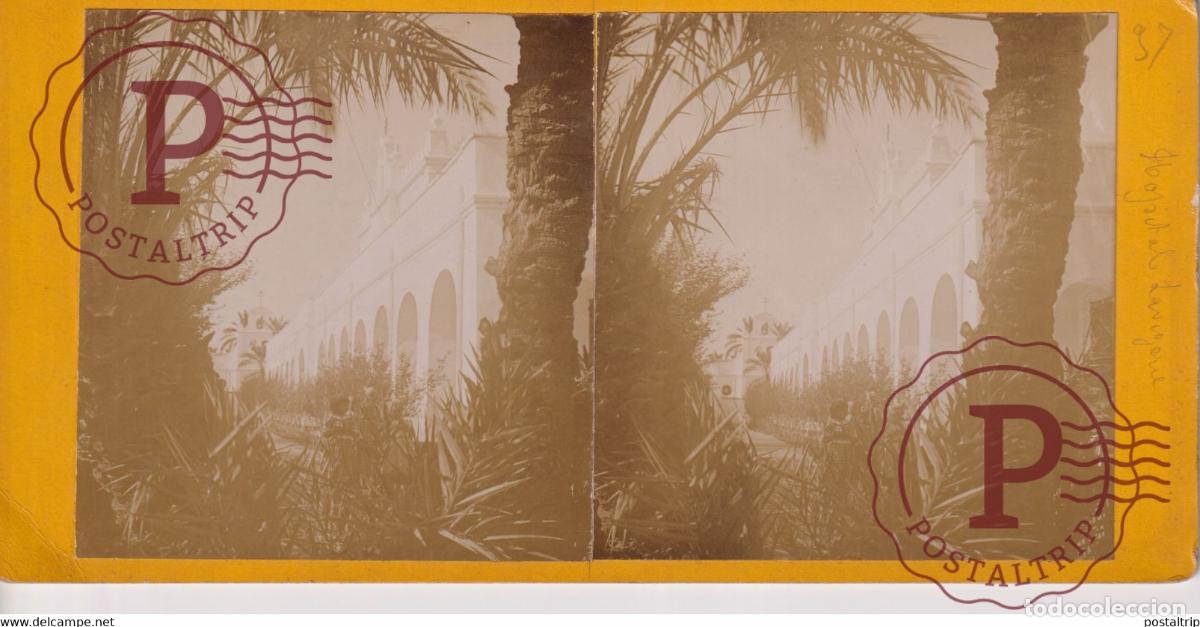 Fotograf&iacute;a antigua: Alg&eacute;rie Biskra. H&ocirc;pital Lavigerie 2 PHOTO on 1 CARD 18*9CM AFRICA AFRIQUE ESTEREOSCOPICA ST&Eacute;R&Eacute;OSCO