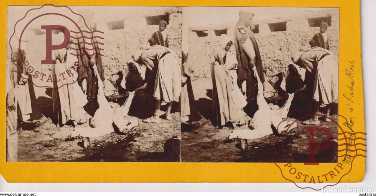 Fotograf&iacute;a antigua: ALGERIA AFRIQUE 2 PHOTO on 1 CARD 18*9CM AFRICA AFRIQUE ESTEREOSCOPICA ST&Eacute;R&Eacute;OSCOPIQUE. STEREOSC