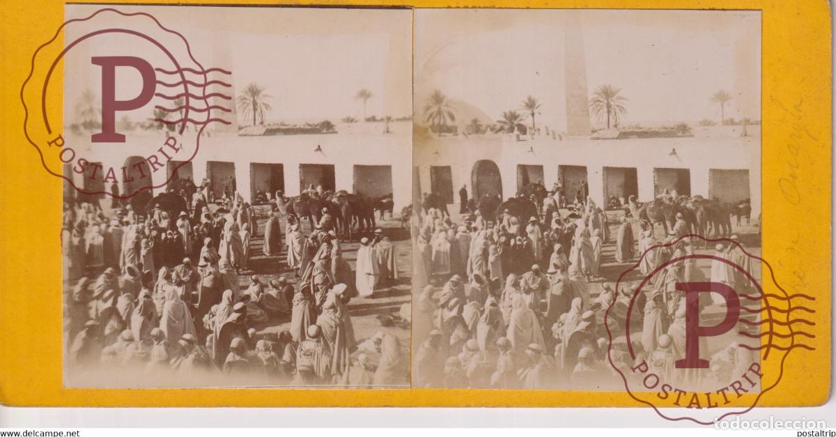 Fotograf&iacute;a antigua: ALGERIE - OUARGLA AFRIQUE 2 PHOTO on 1 CARD 18*9CM AFRICA AFRIQUE ESTEREOSCOPICA ST&Eacute;R&Eacute;OSCOPIQUE