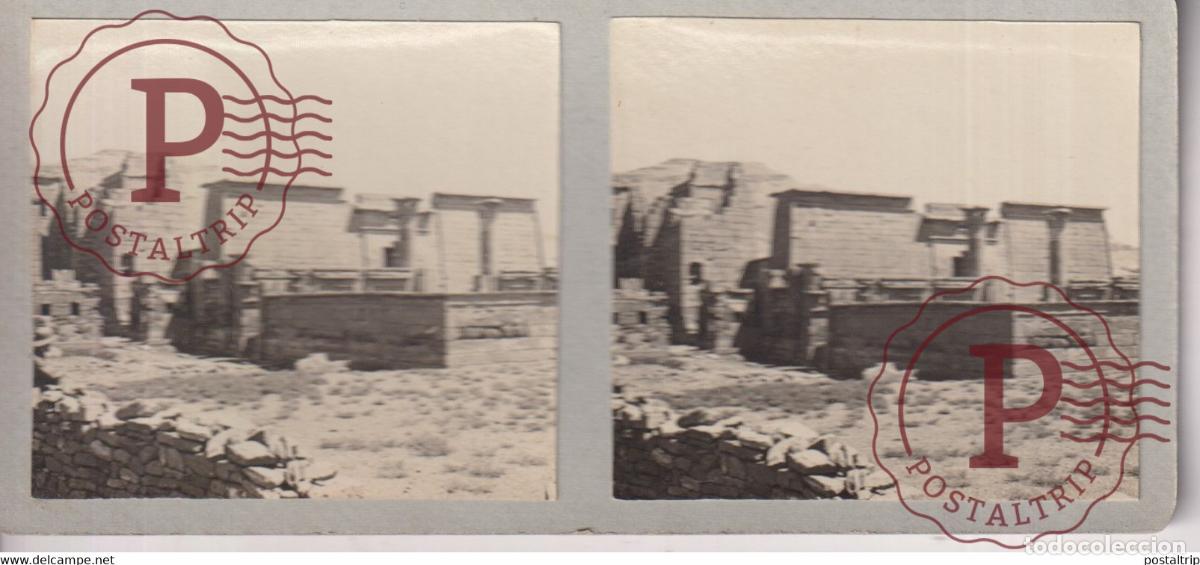 Fotograf&iacute;a antigua: TH&Eacute;BES TEMPLE EGYPT EGYPTE EGIPTO 13*6cm ESTEREOSCOPICA ST&Eacute;R&Eacute;OSCOPIQUE STEREOSCOPIC