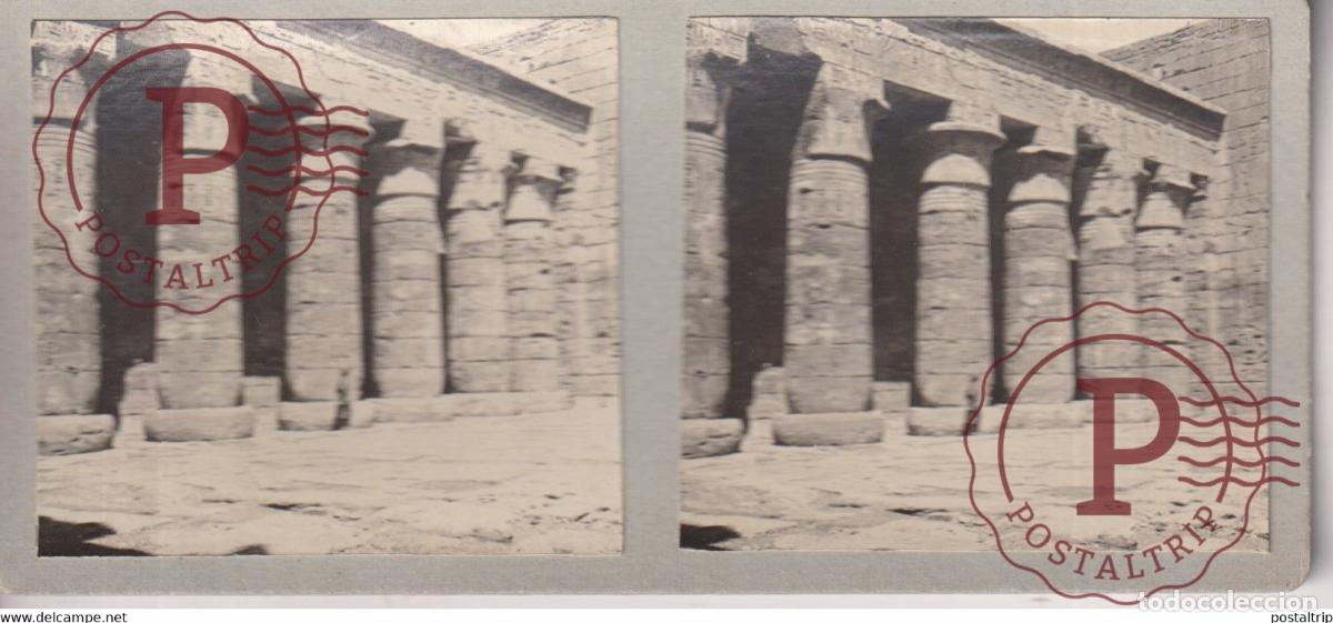 Fotograf&iacute;a antigua: THEBES TEBAS COLOSSEO EGYPT EGYPTE EGIPTO 13*6cm ESTEREOSCOPICA ST&Eacute;R&Eacute;OSCOPIQUE STEREOSCOPIC