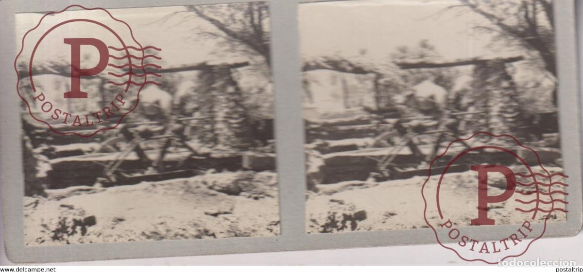 Fotograf&iacute;a antigua: TR&Eacute;BES MOULIN &Agrave; EAU EGYPTE EGYPT EGIPTO 13*6cm ESTEREOSCOPICA ST&Eacute;R&Eacute;OSCOPIQUE STEREOSCOPIC