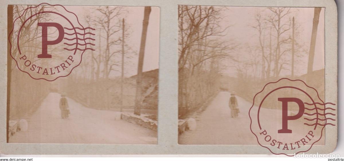 Fotograf&iacute;a antigua: LA FEMME SUR LA ROUTE 13*6cm ESTEREOSCOPICA ST&Eacute;R&Eacute;OSCOPIQUE STEREOSCOPIC