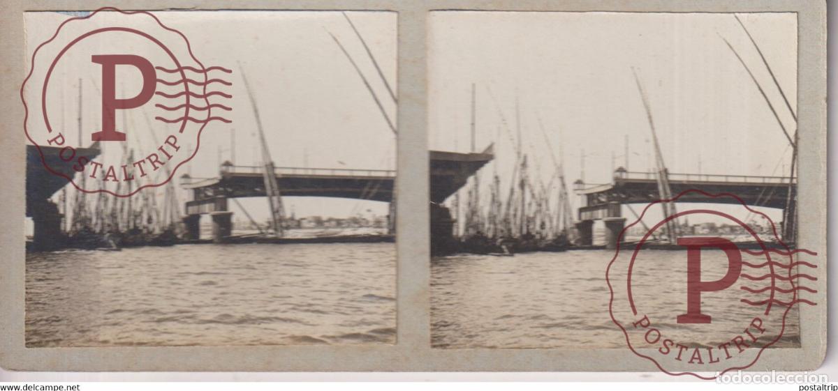 Fotograf&iacute;a antigua: PONT DE GIZ&Eacute;H EGYPTE EGYPT EGIPTO 13*6cm ESTEREOSCOPICA ST&Eacute;R&Eacute;OSCOPIQUE STEREOSCOPIC